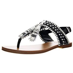 Vince Camuto Rebeka Leather Black/Picket Fence Sandal